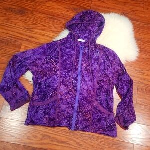 Eagle Bay Trader Purple Batik Tye Dye Rayon Hooded Zip Front Jacket